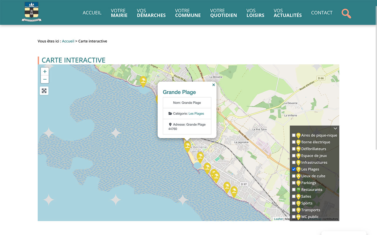 Carte interactive site web de la Mairie La Bernerie-en-Retz Carte interactive site web de la Mairie La Bernerie-en-Retz